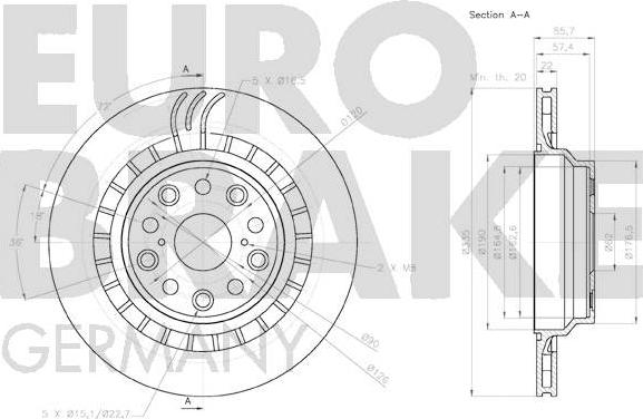 Eurobrake 58152045149 - Гальмівний диск autozip.com.ua