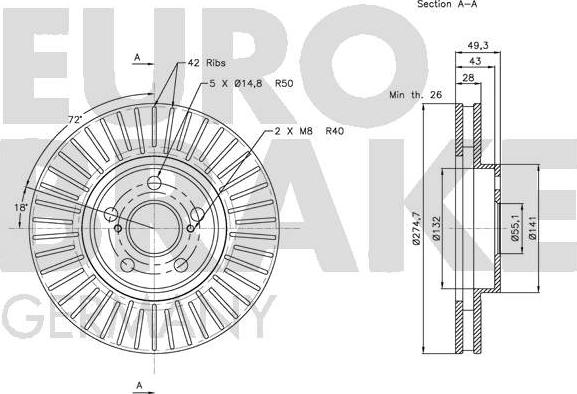 Eurobrake 5815204586 - Гальмівний диск autozip.com.ua
