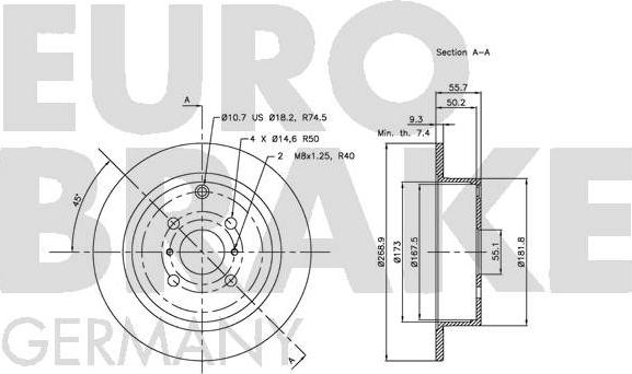 Eurobrake 5815204581 - Гальмівний диск autozip.com.ua