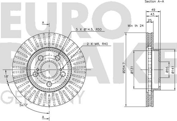 Eurobrake 5815204539 - Гальмівний диск autozip.com.ua