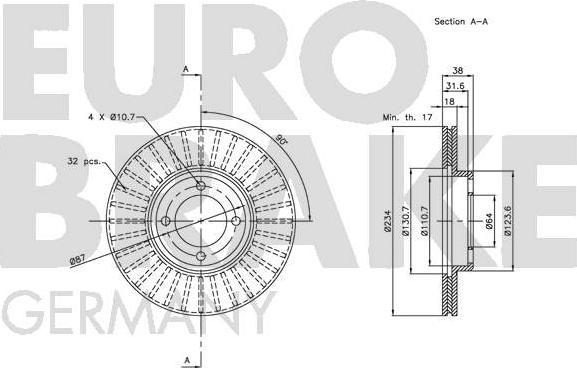 Eurobrake 5815204528 - Гальмівний диск autozip.com.ua