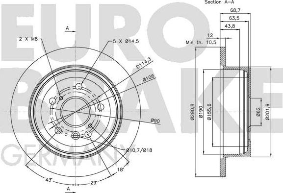 Eurobrake 5815204576 - Гальмівний диск autozip.com.ua