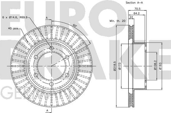 Eurobrake 5815204577 - Гальмівний диск autozip.com.ua