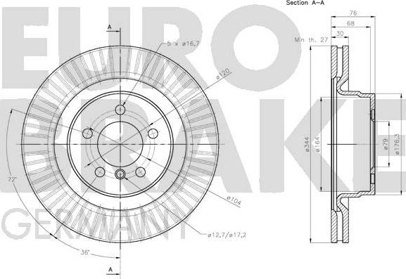 Eurobrake 5815204045 - Гальмівний диск autozip.com.ua