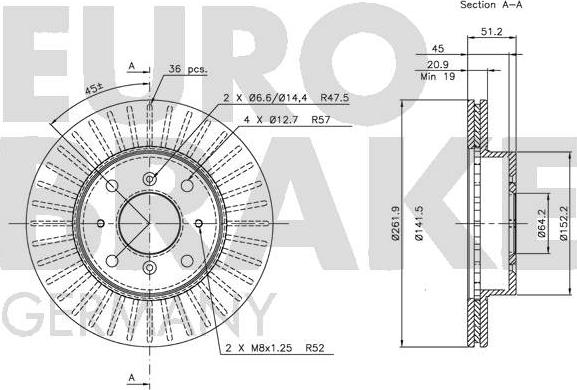 Eurobrake 5815204009 - Гальмівний диск autozip.com.ua
