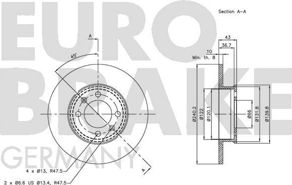 Eurobrake 5815204024 - Гальмівний диск autozip.com.ua