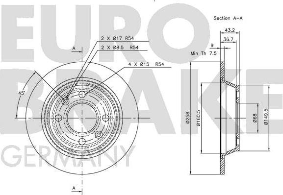 Eurobrake 5815204107 - Гальмівний диск autozip.com.ua