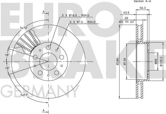 Eurobrake 5815204841 - Гальмівний диск autozip.com.ua