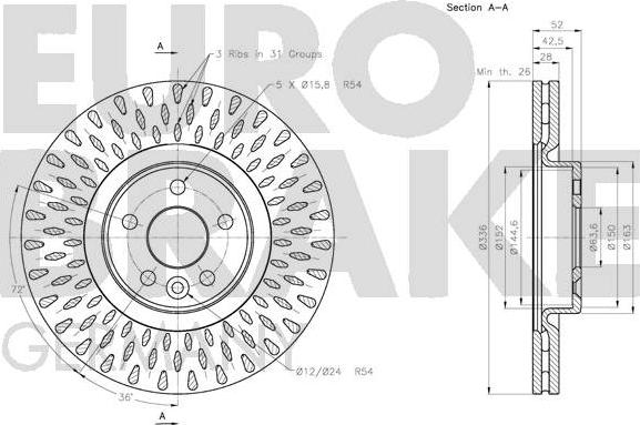 Eurobrake 5815204856 - Гальмівний диск autozip.com.ua