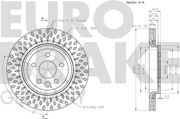 Eurobrake 5815204858 - Гальмівний диск autozip.com.ua