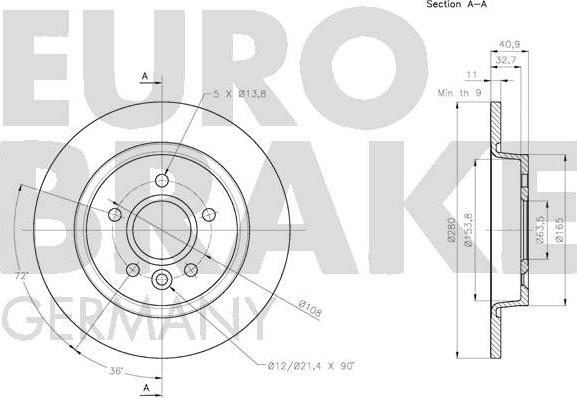 Eurobrake 5815204865 - Гальмівний диск autozip.com.ua