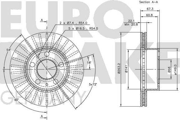 Eurobrake 5815204809 - Гальмівний диск autozip.com.ua