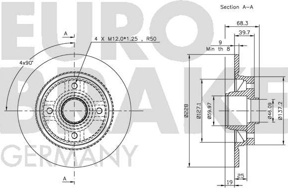 Eurobrake 5815204836 - Гальмівний диск autozip.com.ua