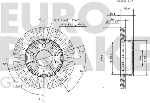 Eurobrake 5815204828 - Гальмівний диск autozip.com.ua