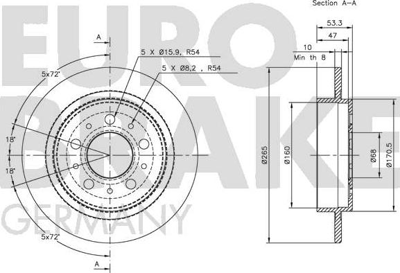 Eurobrake 5815204827 - Гальмівний диск autozip.com.ua