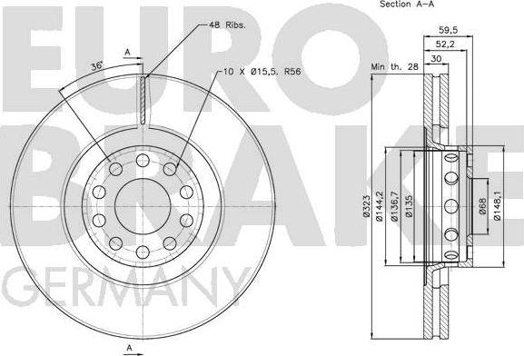 Eurobrake 5815204791 - Гальмівний диск autozip.com.ua