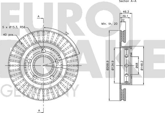 Eurobrake 5815204798 - Гальмівний диск autozip.com.ua