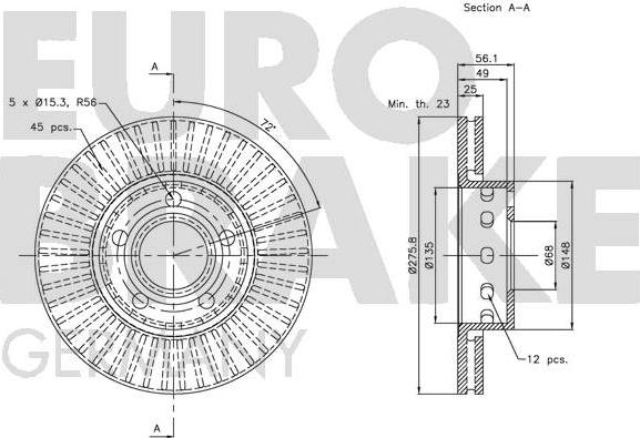 Eurobrake 5815204792 - Гальмівний диск autozip.com.ua