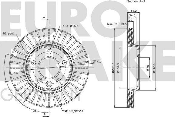 Eurobrake 5815204797 - Гальмівний диск autozip.com.ua