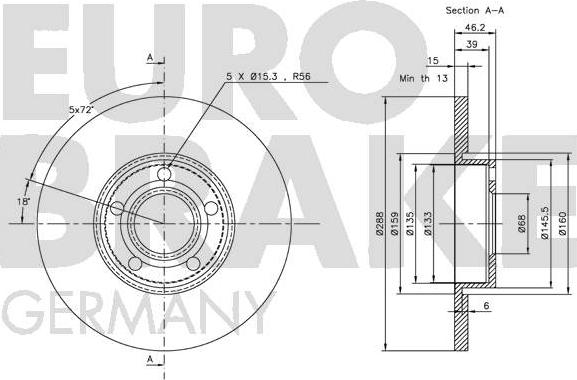 Eurobrake 5815204742 - Гальмівний диск autozip.com.ua