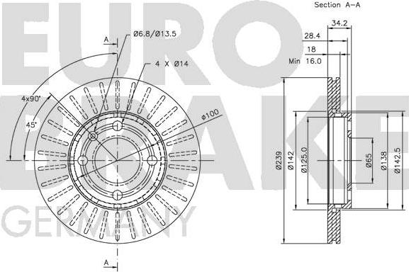 Eurobrake 5815204756 - Гальмівний диск autozip.com.ua