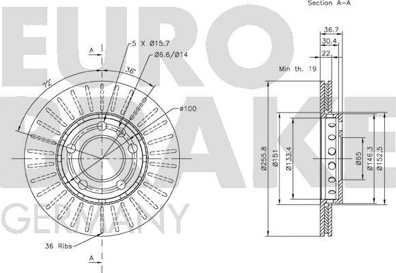 Eurobrake 5815204758 - Гальмівний диск autozip.com.ua