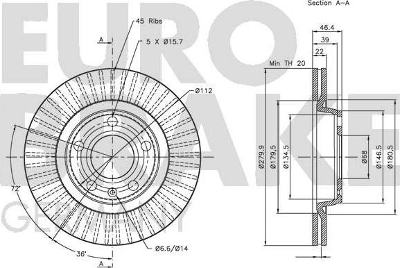 Eurobrake 5815204762 - Гальмівний диск autozip.com.ua