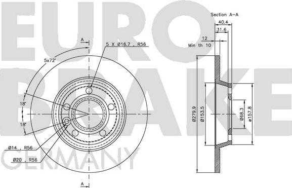 Eurobrake 5815204767 - Гальмівний диск autozip.com.ua