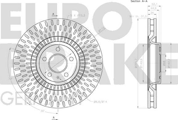 Eurobrake 58152047155 - Гальмівний диск autozip.com.ua