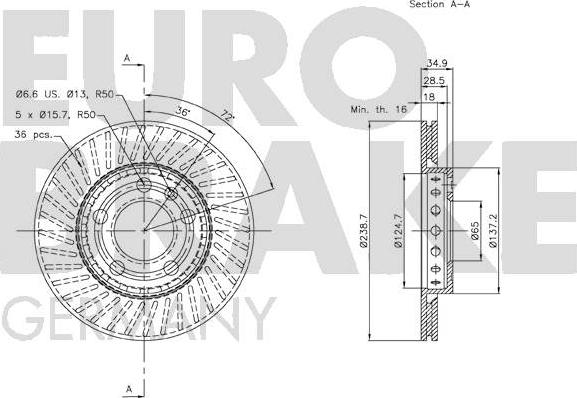 Eurobrake 58152047101 - Гальмівний диск autozip.com.ua