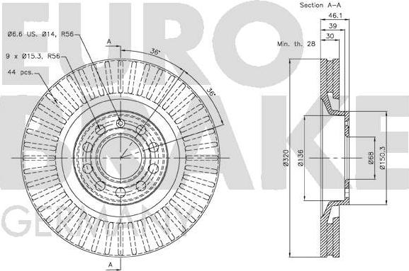 Eurobrake 58152047107 - Гальмівний диск autozip.com.ua