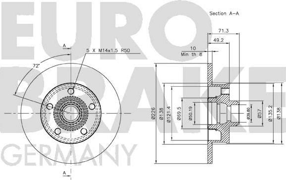 Eurobrake 58152047119 - Гальмівний диск autozip.com.ua