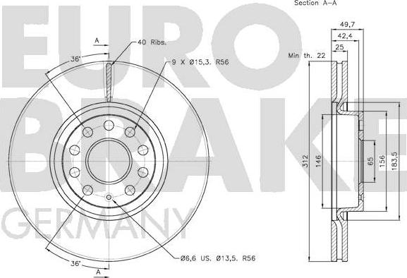 Eurobrake 58152047115 - Гальмівний диск autozip.com.ua