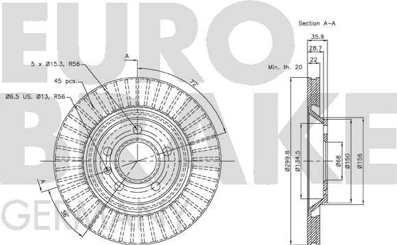 Eurobrake 58152047113 - Гальмівний диск autozip.com.ua