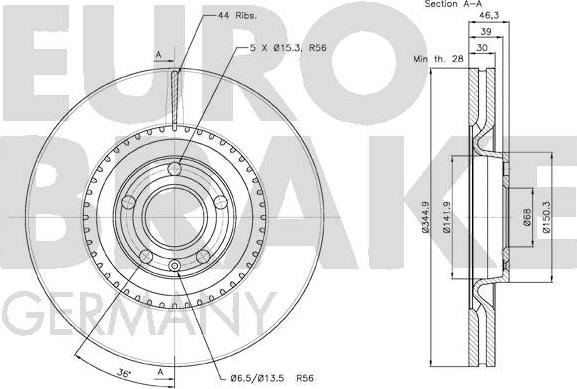 Eurobrake 58152047112 - Гальмівний диск autozip.com.ua