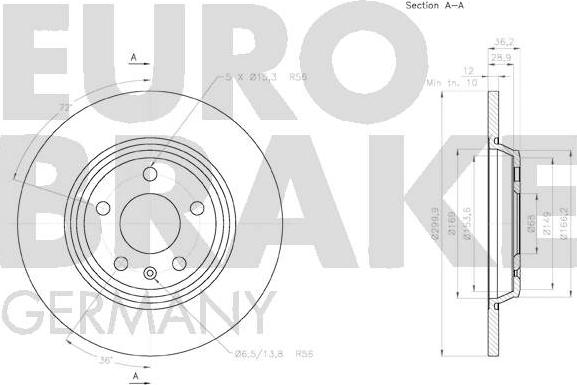 Eurobrake 58152047129 - Гальмівний диск autozip.com.ua