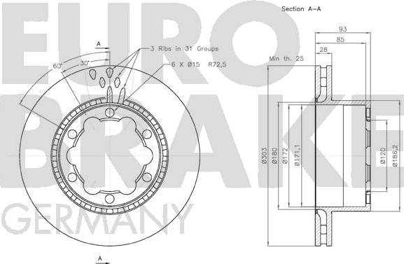 Eurobrake 58152047124 - Гальмівний диск autozip.com.ua