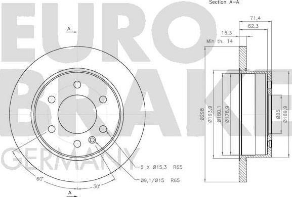Eurobrake 58152047122 - Гальмівний диск autozip.com.ua