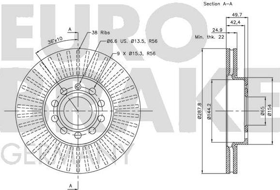 Eurobrake 5815204788 - Гальмівний диск autozip.com.ua