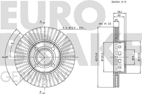 Eurobrake 5815204739 - Гальмівний диск autozip.com.ua