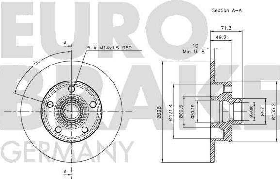 Eurobrake 5815204736 - Гальмівний диск autozip.com.ua