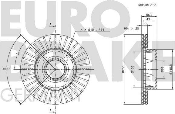 Eurobrake 5815204738 - Гальмівний диск autozip.com.ua