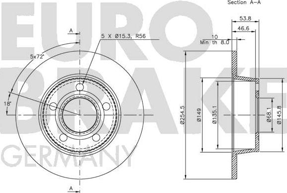 Eurobrake 5815204770 - Гальмівний диск autozip.com.ua