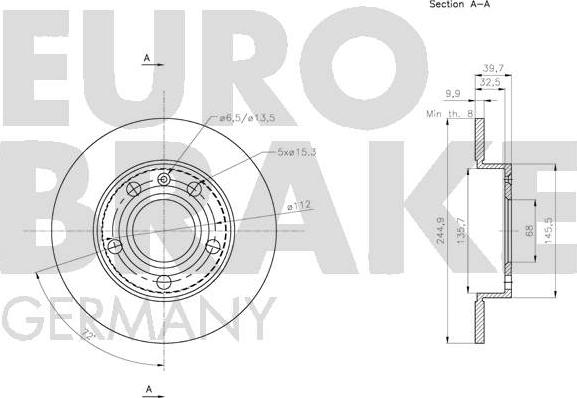 Eurobrake 5815204778 - Гальмівний диск autozip.com.ua