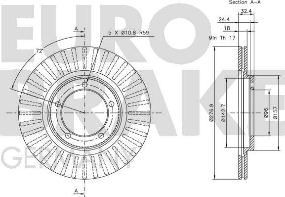 Eurobrake 5815205108 - Гальмівний диск autozip.com.ua