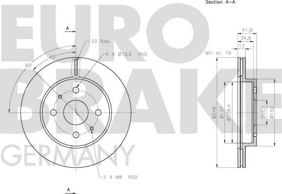 Eurobrake 5815205114 - Гальмівний диск autozip.com.ua