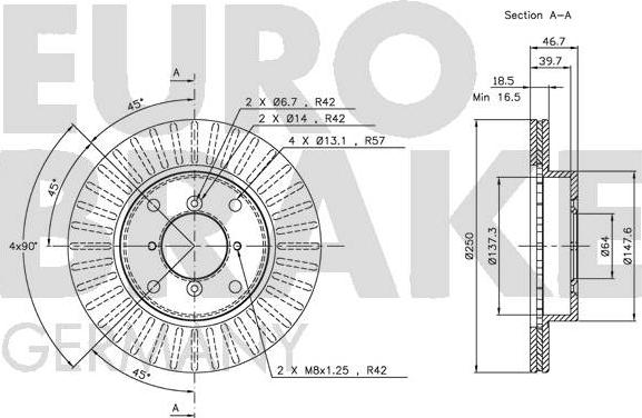 Eurobrake 5815205204 - Гальмівний диск autozip.com.ua