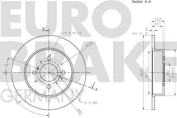 Eurobrake 5815205229 - Гальмівний диск autozip.com.ua