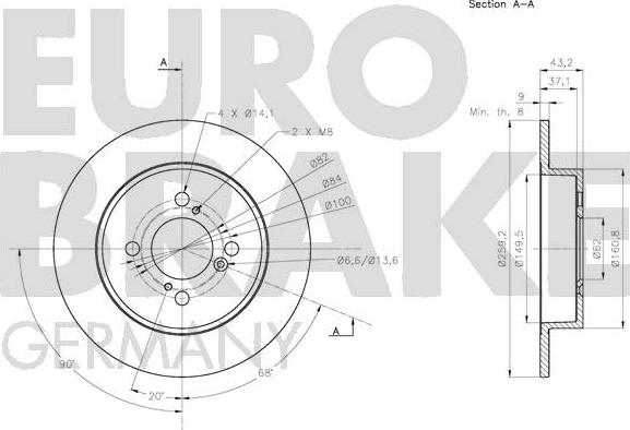 Eurobrake 5815205225 - Гальмівний диск autozip.com.ua