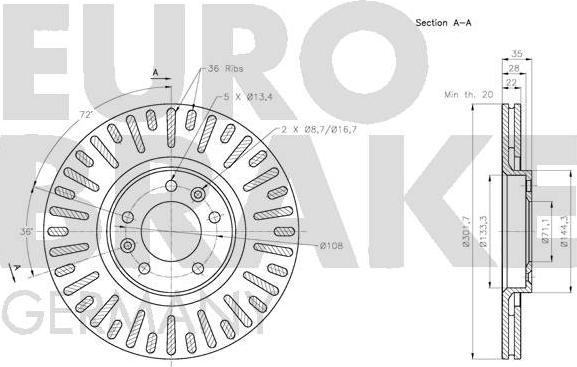 Eurobrake 5815201948 - Гальмівний диск autozip.com.ua